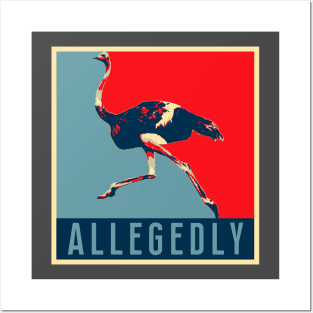 Allegedly Ostrich T-Shirt - Retro Poster Bird Flightless Gift Posters and Art